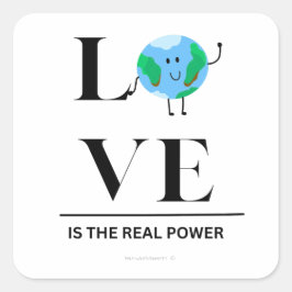 LIEBE IST DER ECHTE POWER-STICKER QUADRATISCHER AUFKLEBER