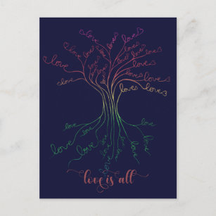 Liebe ist der ganze Baum des Navy-Regenbogen-Valen Postkarte