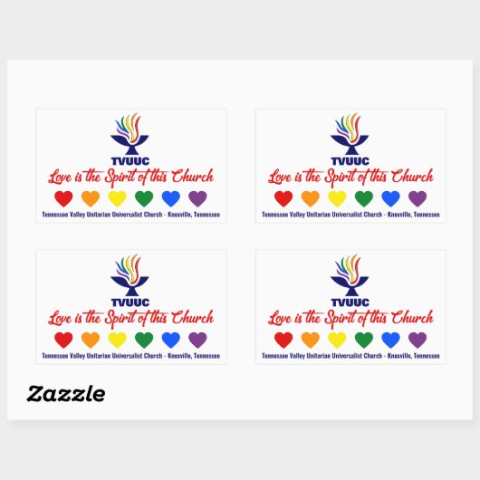 Liebe ist der Geist - Rainbow Hearts Rechteckiger Aufkleber (Blatt)