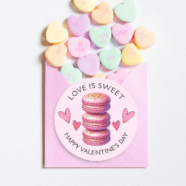 Liebe ist der Macaron des schönen Valentinstag Runder Aufkleber