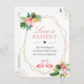 Liebe ist der Patient Tropical Flamingo Geometric Postkarte (Vorne/Hinten)