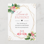 Liebe ist der Patient Tropical Flamingo Geometric Postkarte (Vorderseite)