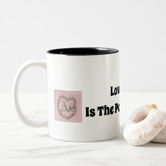 Liebe ist der Power Zweifarbige Tasse (Mit Donut)