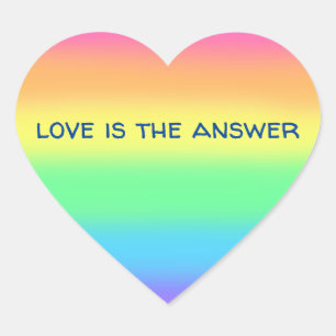 Liebe ist die Antwort auf Regenbogen Herz-Aufkleber
