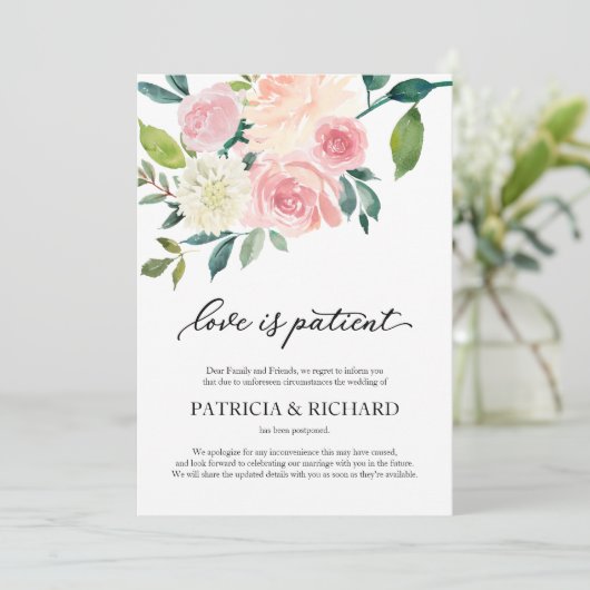 Liebe ist die Aufschiebung der Hochzeit von Patien Einladung (Stehend Vorderseite)
