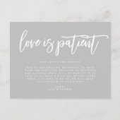 Liebe ist die Aufschiebung von geduldigen Hochzeit Ankündigungspostkarte (Vorderseite)