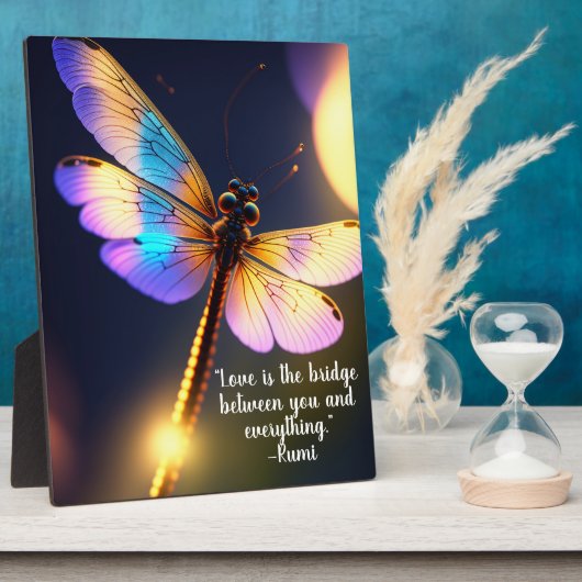 Liebe ist die Brücke Rumi Quote Dragonfly Tabletop Fotoplatte (Seite)