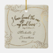 Liebe ist die Liebe des Patienten ist Gold Frame Keramikornament (Rückseite)