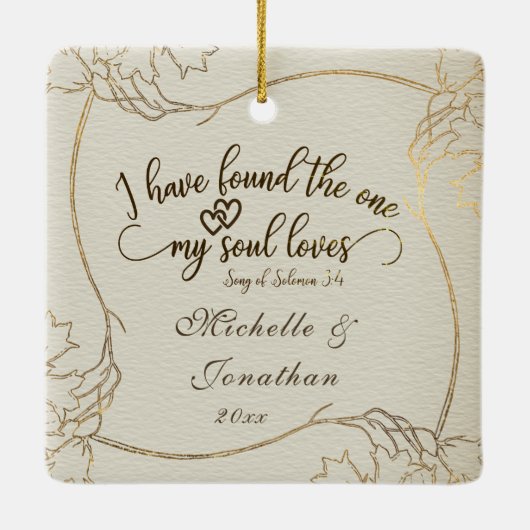 Liebe ist die Liebe des Patienten ist Gold Frame Keramikornament (Rückseite)