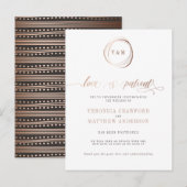 Liebe ist die Rose der Patienten Gold Hochzeitwech Einladungspostkarte (Vorne/Hinten)