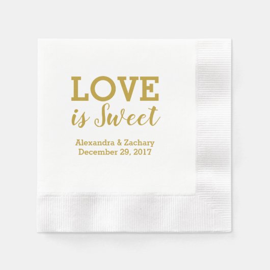 Liebe ist die Sweet Gold Wedding Party Serviette (Vorderseite)