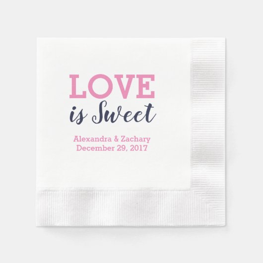 Liebe ist die Sweet Navy Blue Wedding Party Serviette (Vorderseite)