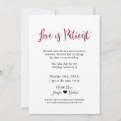 Liebe ist die verspätete Hochzeitsankündigung Einladung (Rückseite)