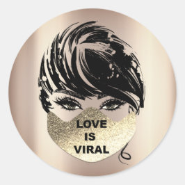 Liebe ist die Viral Coronavirus Time Gold Gesichts Runder Aufkleber