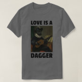 Liebe ist ein Dagger Funny Dog spielt Gitarre 1 T-Shirt (Design vorne)