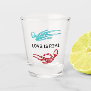 Liebe ist ein echtes Skelettlogo Schnapsglas