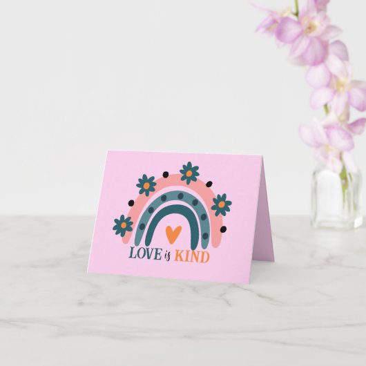 LIEBE IST EIN FARBPINK BOHO RAINBOW VALENTINE KARTE (Orchidee)