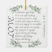 Liebe ist ein freundliches Weihnachtsgeschenk Keramikornament (Rückseite)