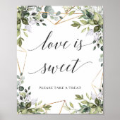 Liebe ist ein goldfarbenes bohines Grün und Gold Poster (Vorne)