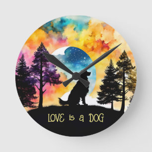 Liebe ist ein Hund, der für Sie gewartet wird *Per Runde Wanduhr