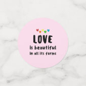 Liebe ist ein schönes Zitat farbenfrohe Herzen Sch Konfetti (Klein Vorderseite)