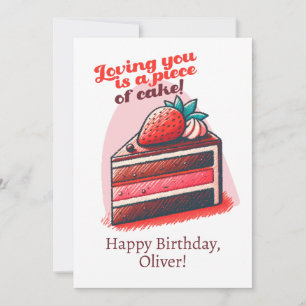 Liebe ist ein Stück vom Geburtstag. Feiertagskarte