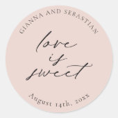 Liebe ist ein süßer Aufkleber, Personalisiertes Ga Runder Aufkleber (Vorderseite)