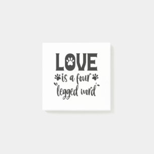 Liebe ist ein vierbeiniger Word Funny Dog Cat Lieb Post-it Klebezettel