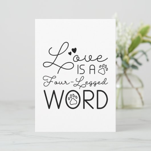Liebe ist ein vierbeiniges Wort Dankeskarte (Stehend Vorderseite)