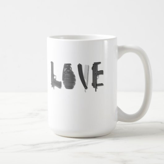 Liebe ist ein Weapon Funny Mug Kaffeetasse (Rechts)