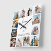 Liebe ist ein wunderbares Zitat 12 Foto Weiß Quadratische Wanduhr (Winkel)