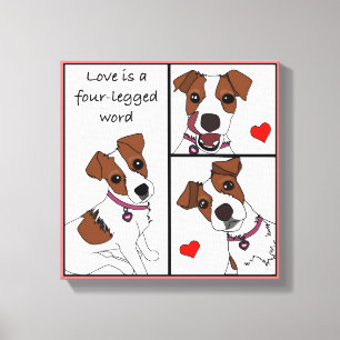 Liebe ist eine 4-beinige Word, Cartoon Portrait-Le Leinwanddruck