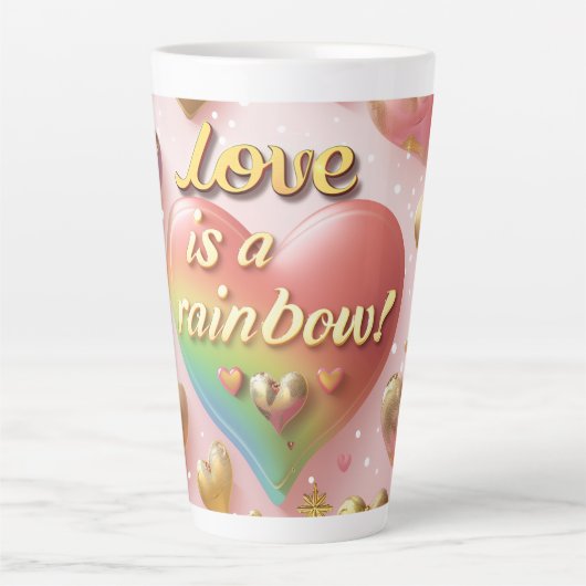 Liebe ist eine digitale Rainbow-Kunst Milchtasse (Vorderseite)