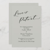 Liebe ist eine grün gepolsterte Hochzeitskarte für Einladung (Vorne/Hinten)