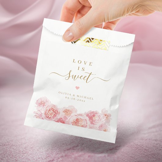 Liebe ist eine Hochzeit mit Süßigkeiten und Blüten Geschenktütchen