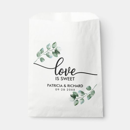 Liebe ist eine süße Hochzeit im Grünen Geschenktütchen (Vorderseite)