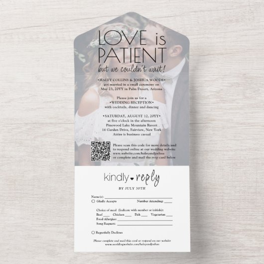 Liebe ist Empfang-QR-Code für Patienten-Elopement All In One Einladung (Innen Boden)