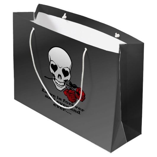 Liebe ist ewig Schädel Große Geschenktüte (Rückseite Schrägansicht)