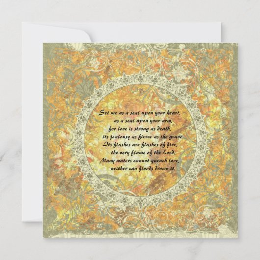 Liebe ist Flammen-Gedicht-Herbst-Feuer-Hochzeit Einladung (Rückseite)