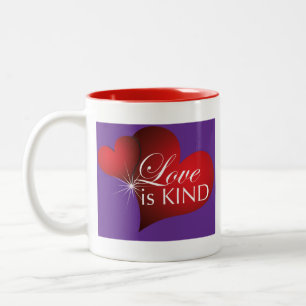Liebe ist freundlich rotes Herz Lila zwei tone Tas Zweifarbige Tasse
