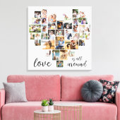 Liebe ist ganz rund um Herz Form 36 FotoCollage Leinwanddruck (Insitu (Wohnzimmer))