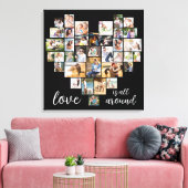 Liebe ist ganz rund um Herz Form 36 FotoCollage Leinwanddruck (Insitu (Wohnzimmer))