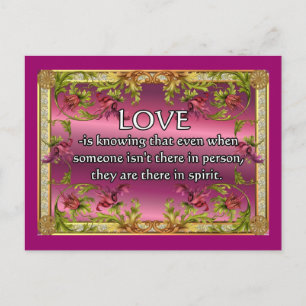 Liebe ist.....Gedicht auf lila Rückseite mit Blume Postkarte
