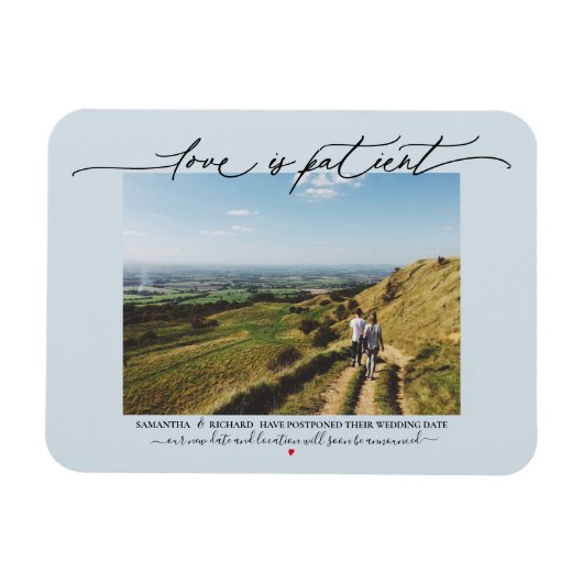 Liebe ist Geduld Hochzeit Speichern Sie das Datum  Magnet (Horizontal)