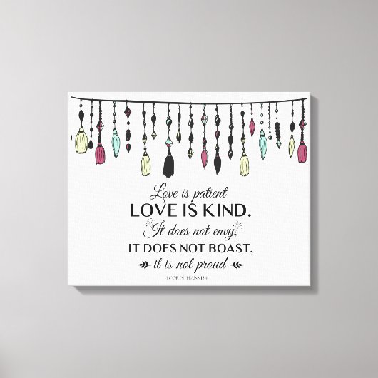 Liebe ist Geduld & Kind Boho Stil Leinwand drucken (Vorderseite)