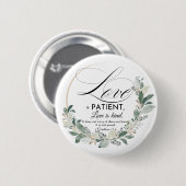 Liebe ist geduldig - 1 Cor 13:4 Blumenstrauß Button (Vorne & Hinten)