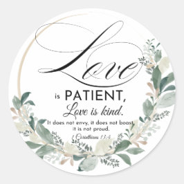 Liebe ist geduldig - 1 Cor 13:4 Blumenstrauß Runder Aufkleber