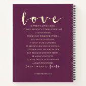 Liebe ist geduldig, 1 Korinther 13:4-8 Notebook Notizblock (Rückseite)