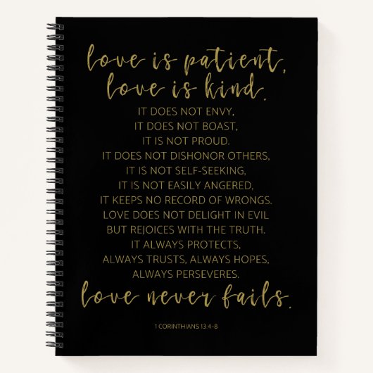 Liebe ist geduldig, 1 Korinther 13:4-8 Notizblock (Vorderseite)