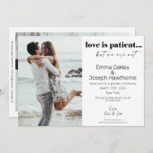 "Liebe ist geduldig, aber wir sind es nicht" Hochz Ankündigung (Vorne/Hinten)